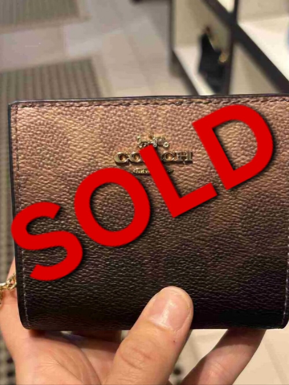 Coach Small Ombre Brown Signature Pebbled Leather Wallet